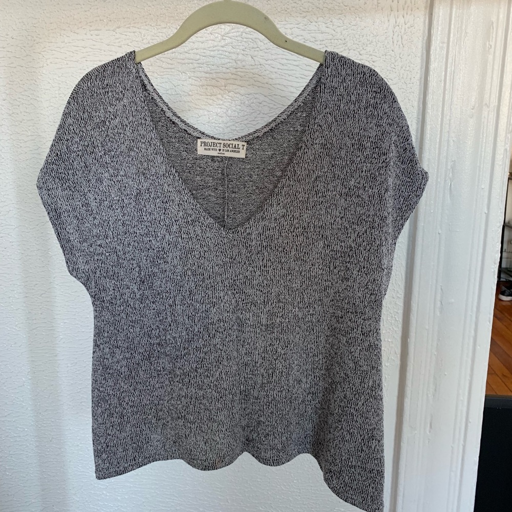 Grey v neck sweater shirt